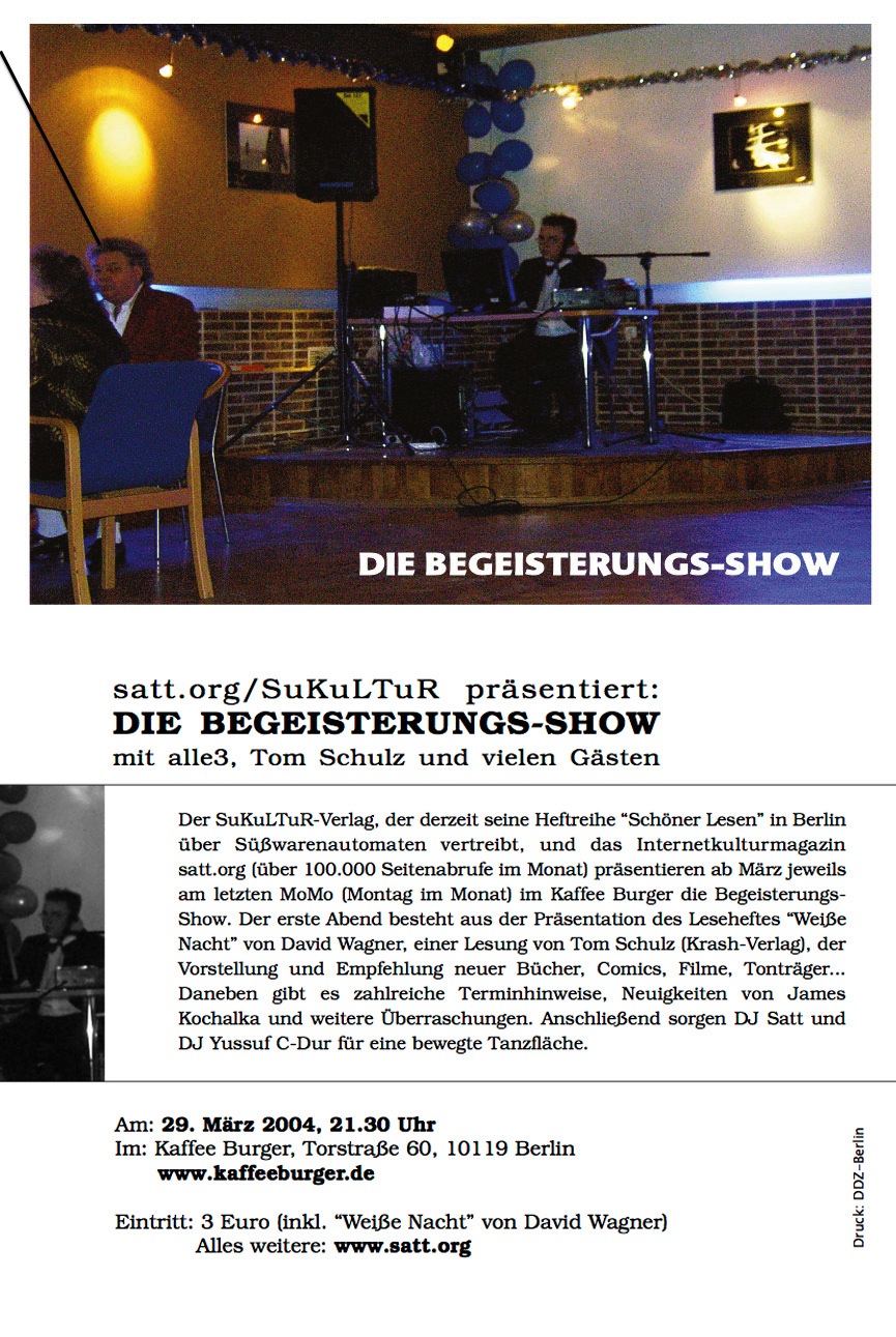 Die Begeisterungs-Show 1 (Einladung, Vor- und Rückseite)